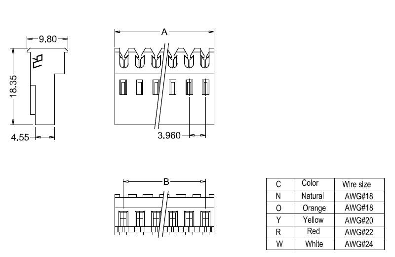 Wymiary IDC M7060-NCP